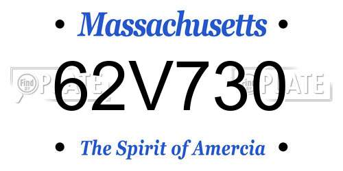 62V730 Massachusetts License Plate