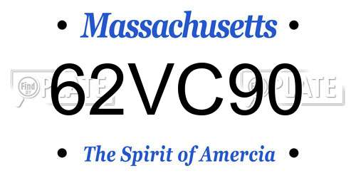 62VC90 Massachusetts License Plate