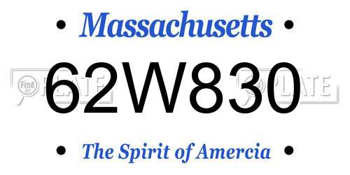 62W830 Massachusetts License Plate