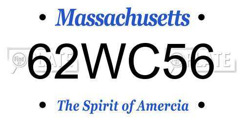 62WC56 Massachusetts License Plate