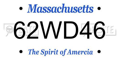 62WD46 Massachusetts License Plate