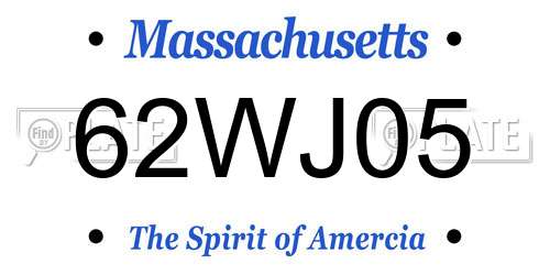 62WJ05 Massachusetts License Plate
