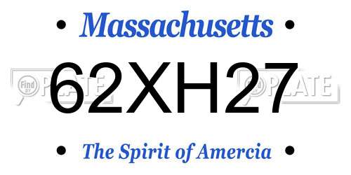 62XH27 Massachusetts License Plate