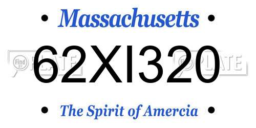 62XI320 Massachusetts License Plate