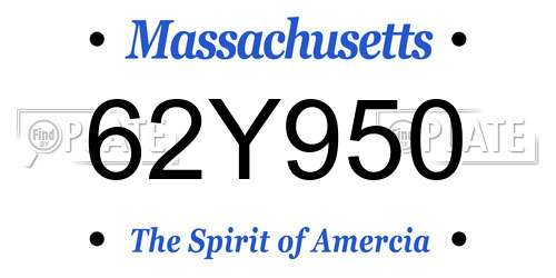 62Y950 Massachusetts License Plate