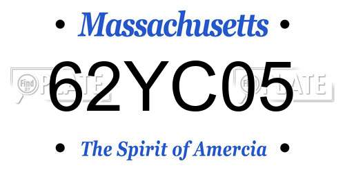 62YC05 Massachusetts License Plate