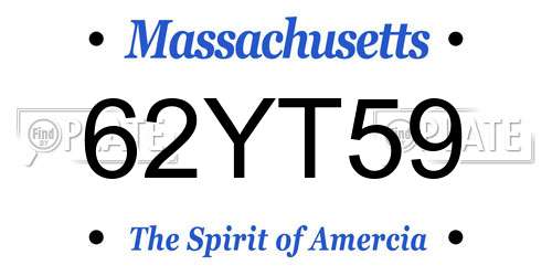 62YT59 Massachusetts License Plate