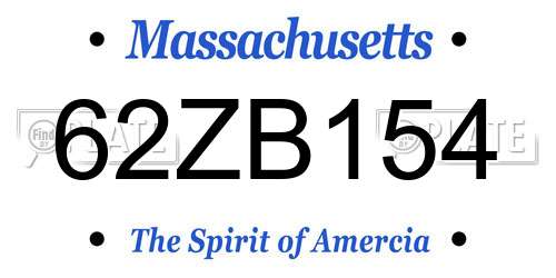 62ZB154 Massachusetts License Plate