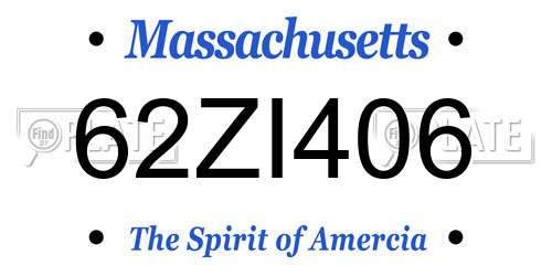 62ZI406 Massachusetts License Plate