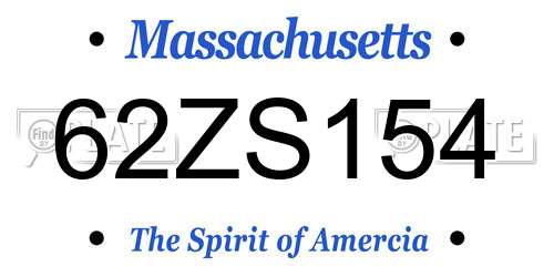 62ZS154 Massachusetts License Plate