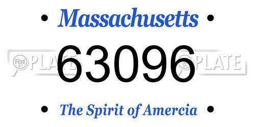 63096 Massachusetts License Plate