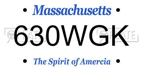 630WGK Massachusetts License Plate