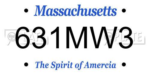 631MW3 Massachusetts License Plate