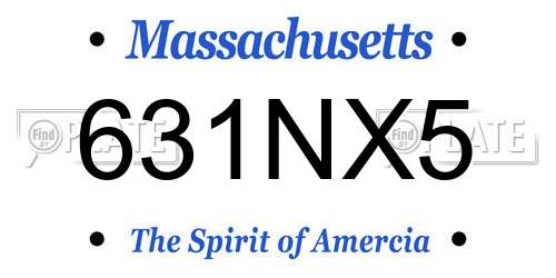 631NX5 Massachusetts License Plate