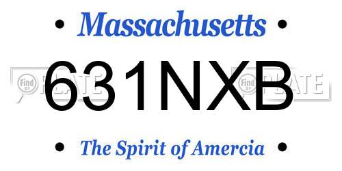 631NXB Massachusetts License Plate