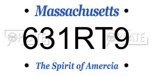631RT9 Massachusetts License Plate