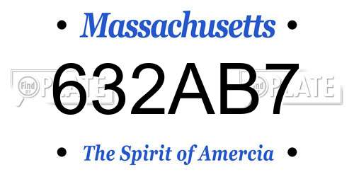 632AB7 Massachusetts License Plate