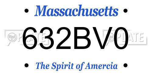632BV0 Massachusetts License Plate