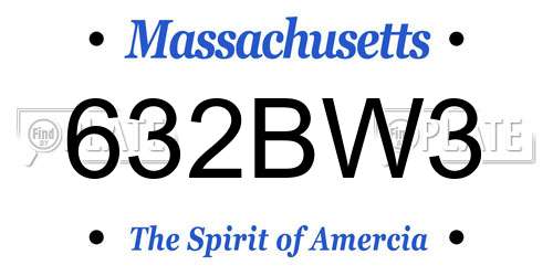 632BW3 Massachusetts License Plate