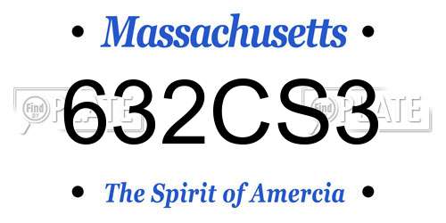 632CS3 Massachusetts License Plate