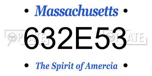 632E53 Massachusetts License Plate