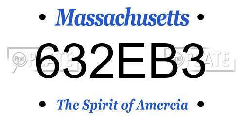 632EB3 Massachusetts License Plate
