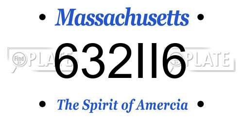 632II6 Massachusetts License Plate