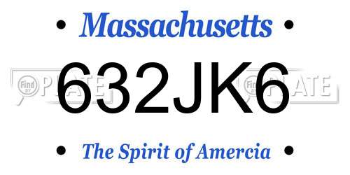 632JK6 Massachusetts License Plate