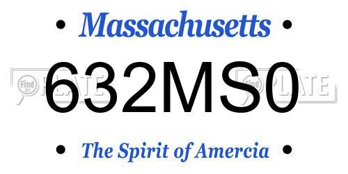 632MS0 Massachusetts License Plate