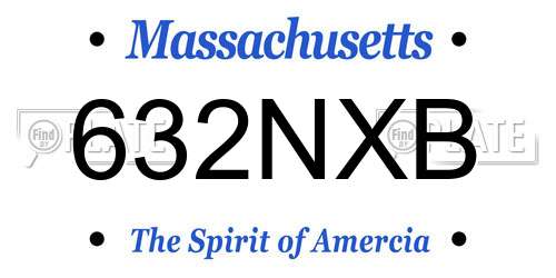 632NXB Massachusetts License Plate