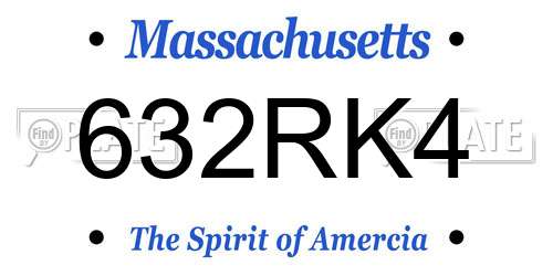 632RK4 Massachusetts License Plate