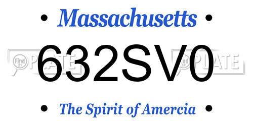 632SV0 Massachusetts License Plate