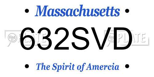 632SVD Massachusetts License Plate