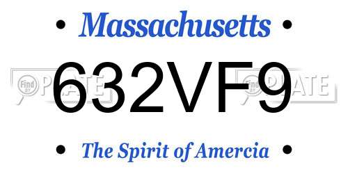 632VF9 Massachusetts License Plate