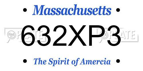 632XP3 Massachusetts License Plate