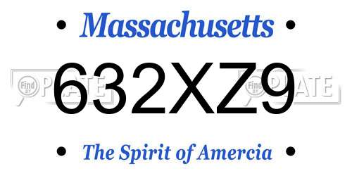 632XZ9 Massachusetts License Plate