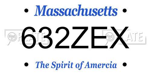 632ZEX Massachusetts License Plate