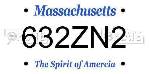 632ZN2 Massachusetts License Plate