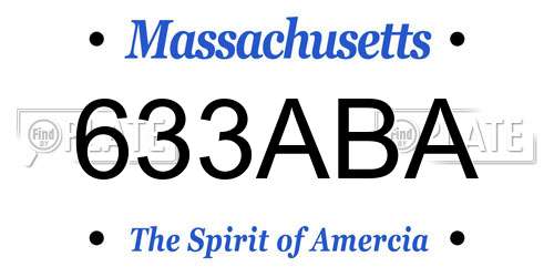 633ABA Massachusetts License Plate