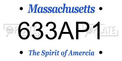 633AP1 Massachusetts License Plate