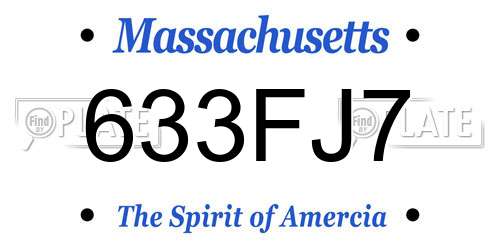 633FJ7 Massachusetts License Plate