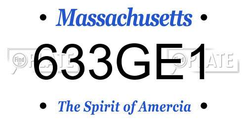 633GE1 Massachusetts License Plate