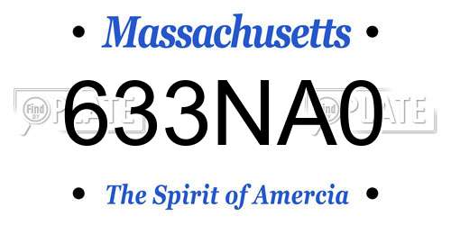 633NA0 Massachusetts License Plate