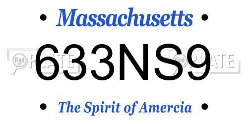 633NS9 Massachusetts License Plate