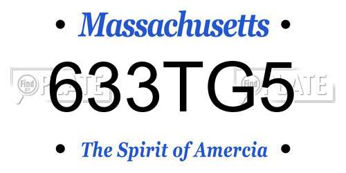 633TG5 Massachusetts License Plate
