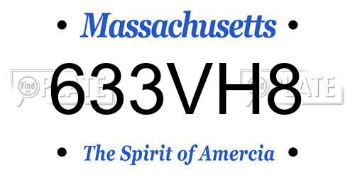 633VH8 Massachusetts License Plate