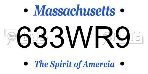 633WR9 Massachusetts License Plate
