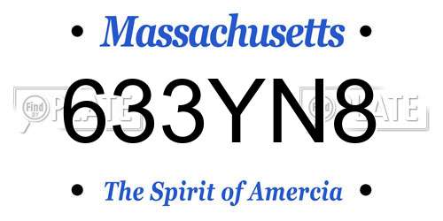 633YN8 Massachusetts License Plate