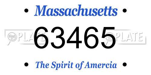 63465 Massachusetts License Plate