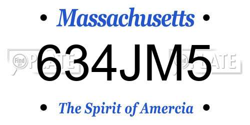 634JM5 Massachusetts License Plate